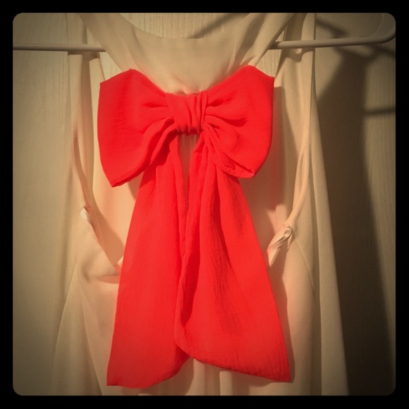 Prom Dress Neon Coral Bow